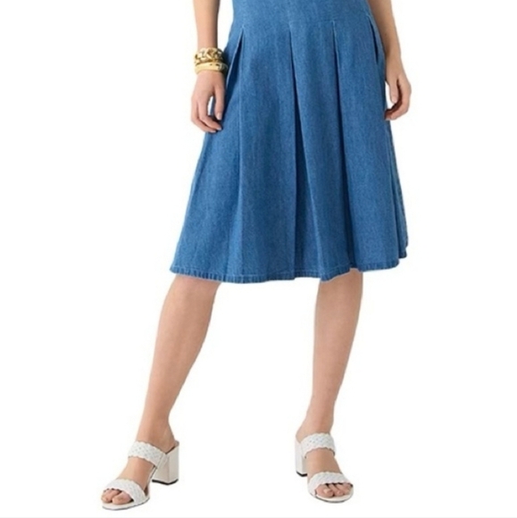 Plated Denim Blue Midi Dress,J.CREW,  Size 2, pre-loved excellent conditions - Picture 4 of 16
